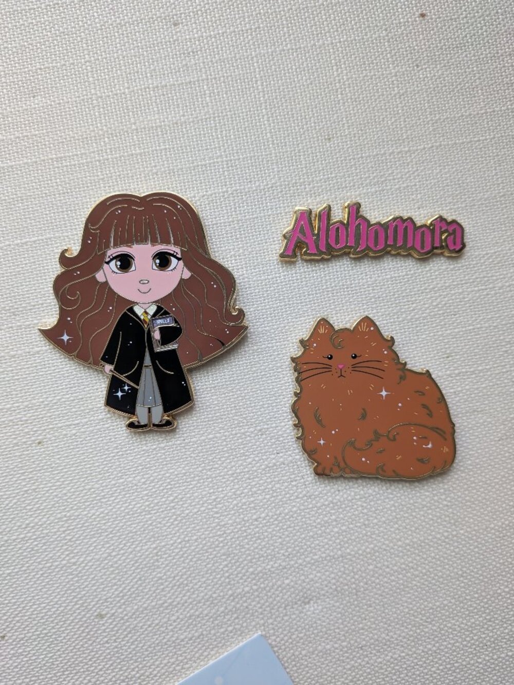 Hermione and Crookshanks Enamel Pin set
